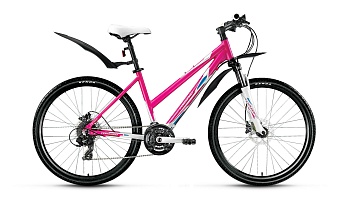 Велосипед Forward Jade 3.0 disk (бело/розовый мат. 26" 24ск. рост 15") хардтейл, алюминиевая рама